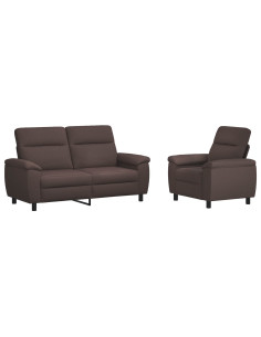 Set di divani 2 pcs Marrone Scuro Tessuto 2