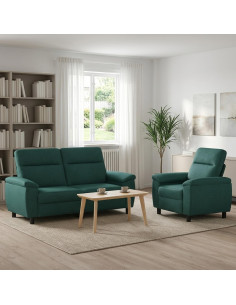 Set di divani 2 pcs Verde Scuro Tessuto