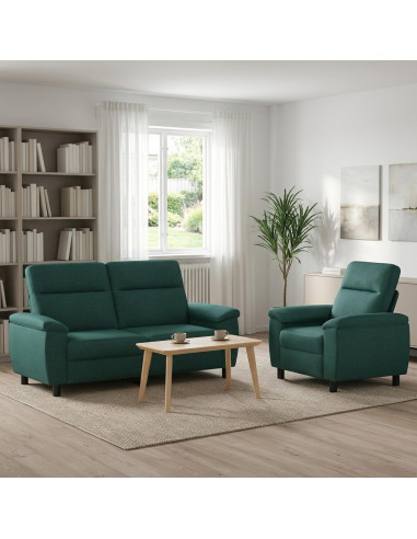 Set di divani 2 pcs Verde Scuro Tessuto