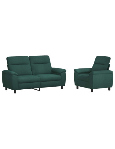 Set di divani 2 pcs Verde Scuro Tessuto