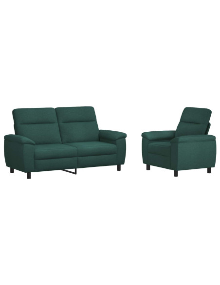 Set di divani 2 pcs Verde Scuro Tessuto
