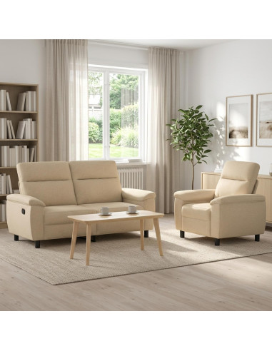 Set di divani 2 pcs Crema Tessuto