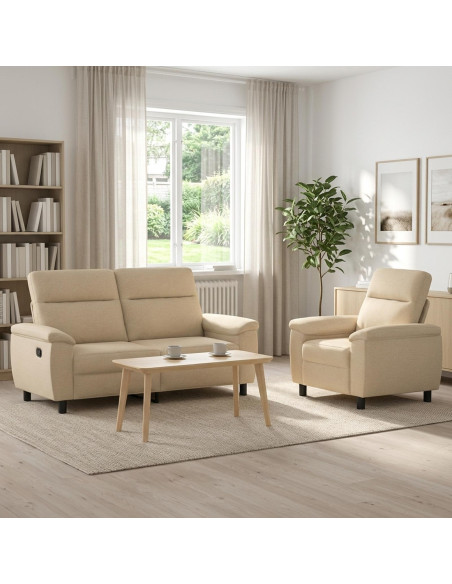 Set di divani 2 pcs Crema Tessuto