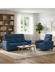 Set di divani 2 pcs Blu Tessuto