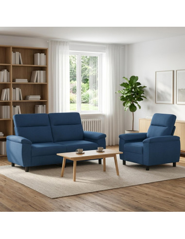 Set di divani 2 pcs Blu Tessuto