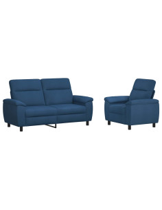 Set di divani 2 pcs Blu Tessuto 2