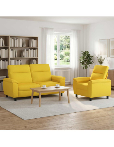Set di divani 2 pcs Giallo Chiaro Tessuto
