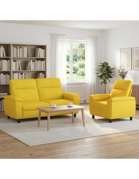 Set di divani 2 pcs Giallo Chiaro Tessuto