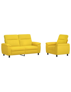 Set di divani 2 pcs Giallo Chiaro Tessuto 2