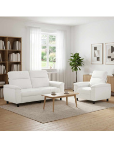 Set di divani 2 pcs Bianco Tessuto