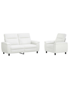 Set di divani 2 pcs Bianco Tessuto 2