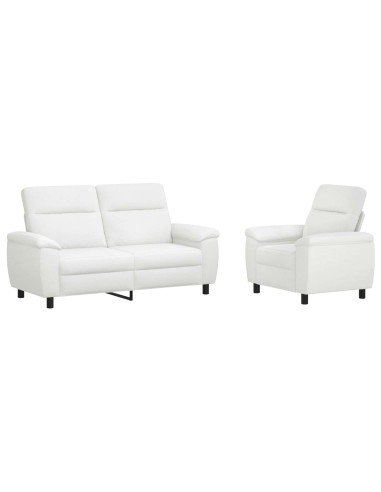 Set di divani 2 pcs Bianco Tessuto