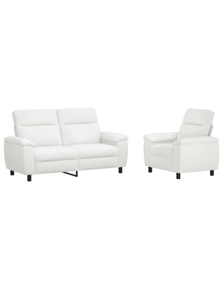 Set di divani 2 pcs Bianco Tessuto