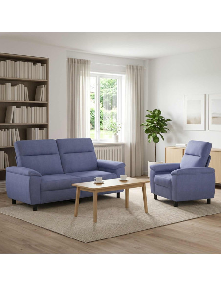 Set di divani 2 pcs Blu jeans Tessuto