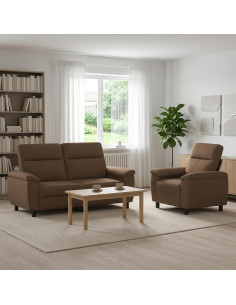 Set di divani 2 pcs Marrone Tessuto