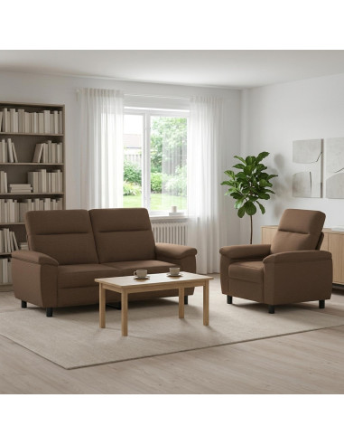 Set di divani 2 pcs Marrone Tessuto