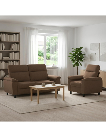 Set di divani 2 pcs Marrone Tessuto