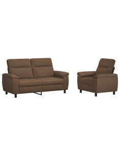 Set di divani 2 pcs Marrone Tessuto 2