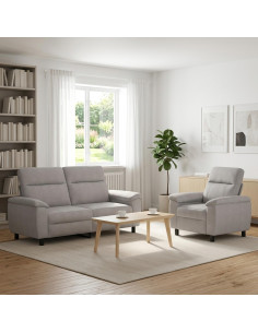 Set di divani 2 pcs Grigio Nuvola Tessuto