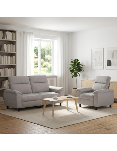 Set di divani 2 pcs Grigio Nuvola Tessuto