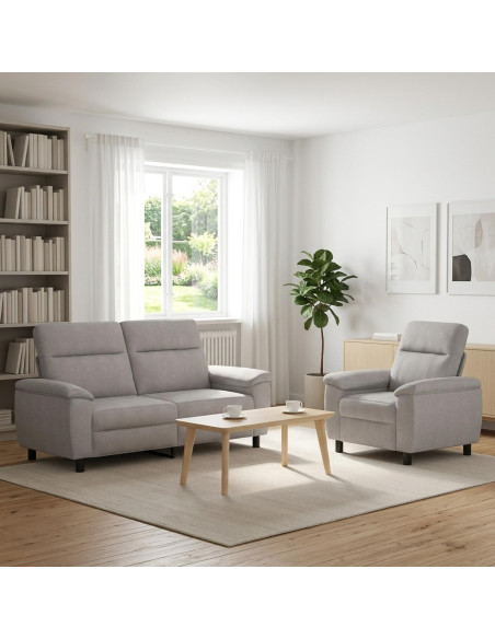 Set di divani 2 pcs Grigio Nuvola Tessuto