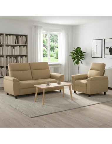 Set di divani 2 pcs Marrone Chiaro Tessuto
