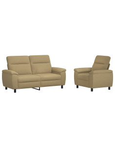 Set di divani 2 pcs Marrone Chiaro Tessuto 2