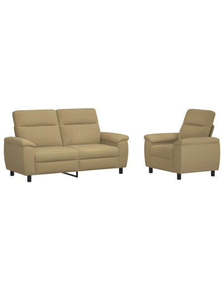 Set di divani 2 pcs Marrone Chiaro Tessuto