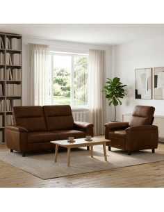 Set di divani 2 pcs Marrone Pelle Scamosciata Sintetica
