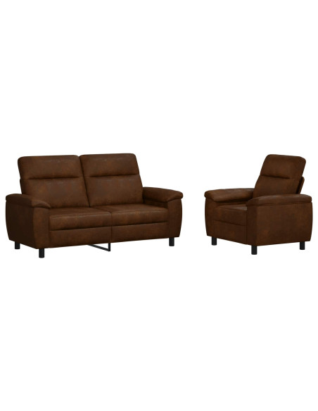 Set di divani 2 pcs Marrone Pelle Scamosciata Sintetica