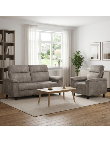 Set di divani 2 pcs Grigio Chiaro Pelle Scamosciata Sintetica