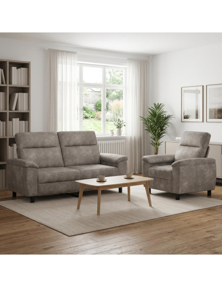 Set di divani 2 pcs Grigio Chiaro Pelle Scamosciata Sintetica