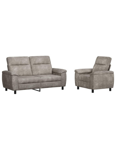Set di divani 2 pcs Grigio Chiaro Pelle Scamosciata Sintetica