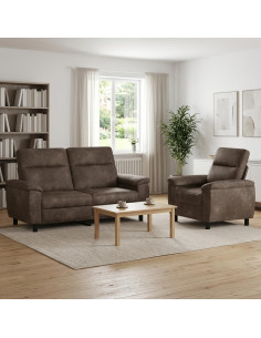 Set di divani 2 pcs Grigio Scuro Pelle Scamosciata Sintetica