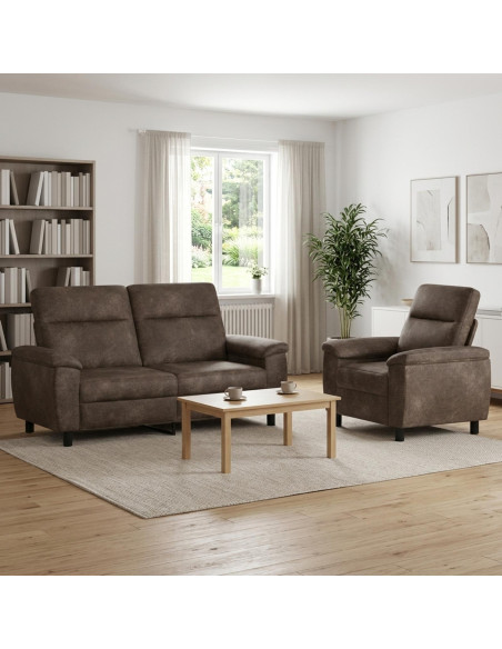 Set di divani 2 pcs Grigio Scuro Pelle Scamosciata Sintetica