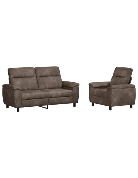 Set di divani 2 pcs Grigio Scuro Pelle Scamosciata Sintetica