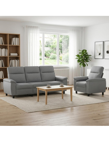 Set di divani 2 pcs Grigio Chiaro Tessuto