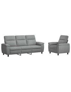 Set di divani 2 pcs Grigio Chiaro Tessuto 2