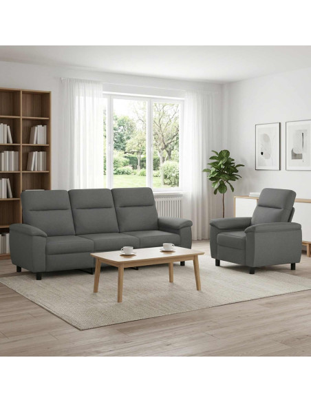 Set di divani 2 pcs Grigio Scuro Tessuto