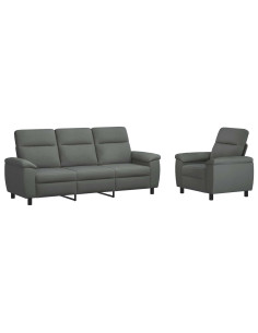 Set di divani 2 pcs Grigio Scuro Tessuto 2