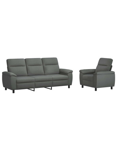 Set di divani 2 pcs Grigio Scuro Tessuto