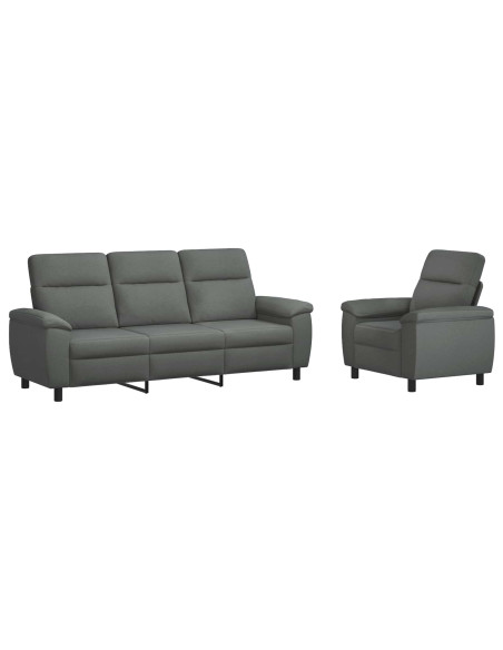 Set di divani 2 pcs Grigio Scuro Tessuto