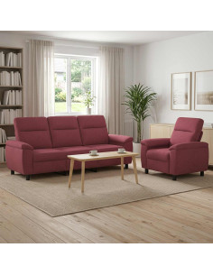 Set di divani 2 pcs Rosso Vino Tessuto