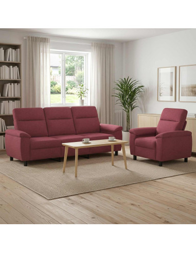 Set di divani 2 pcs Rosso Vino Tessuto