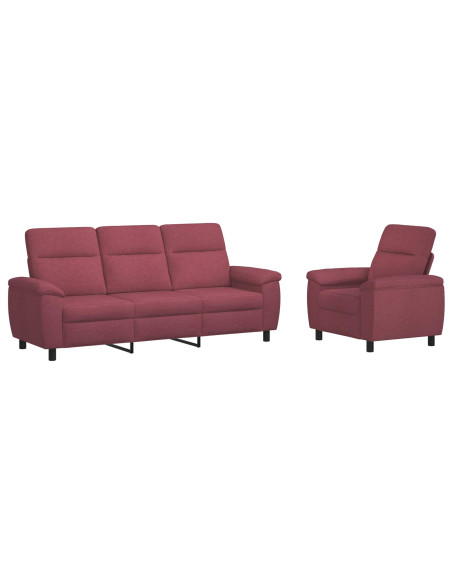 Set di divani 2 pcs Rosso Vino Tessuto