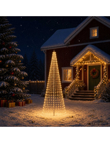 Luci per albero di Natale con picchetti e asta per bandiera