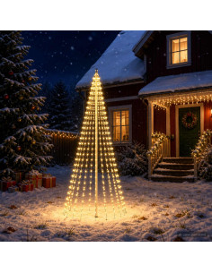 Luci per albero di Natale con picchetti e asta per bandiera