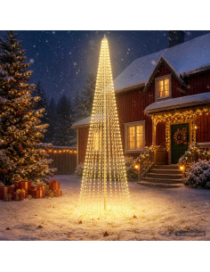 Luci per albero di Natale con picchetti e asta per bandiera
