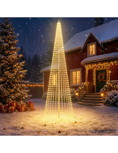 Luci per albero di Natale con picchetti e asta per bandiera