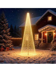 Luci per albero di Natale con picchetti e asta per bandiera